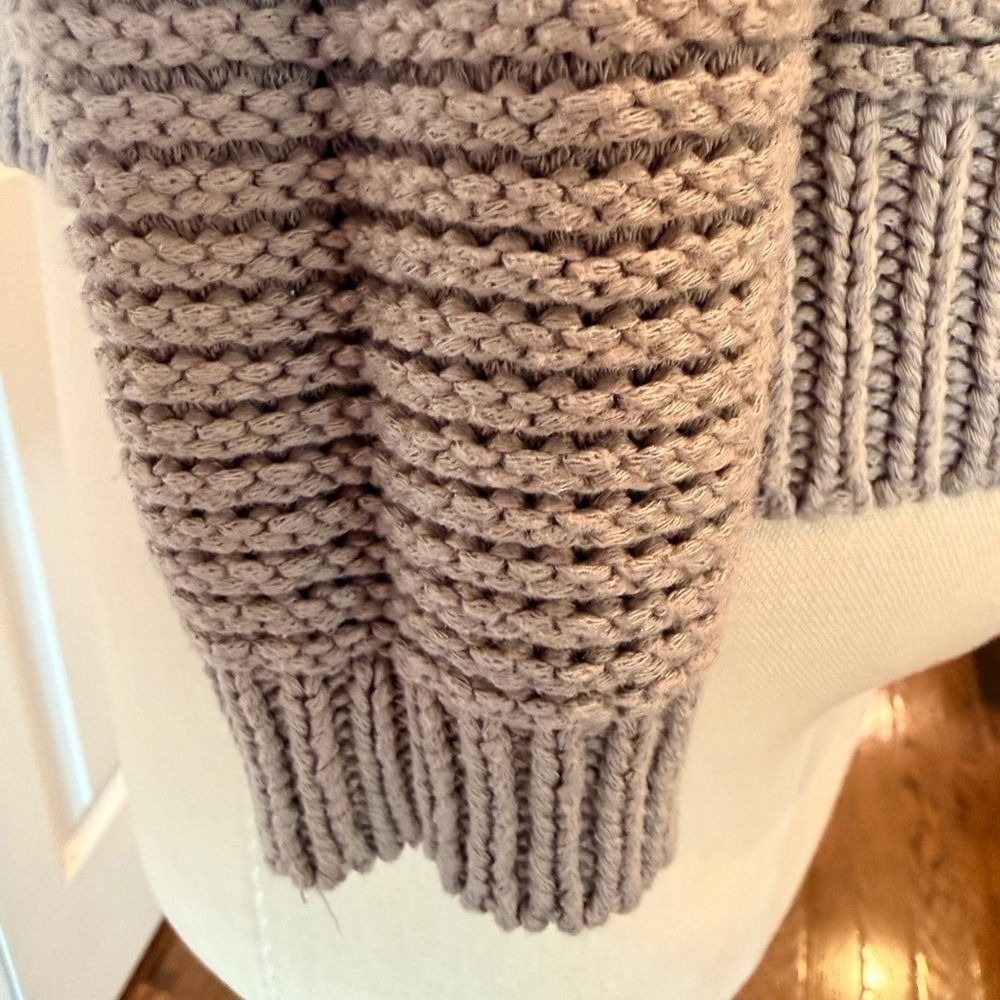 Off Shoulder Chunky Knit Sweater Gray Small Cozy Slouchy - Picture 7 of 9
